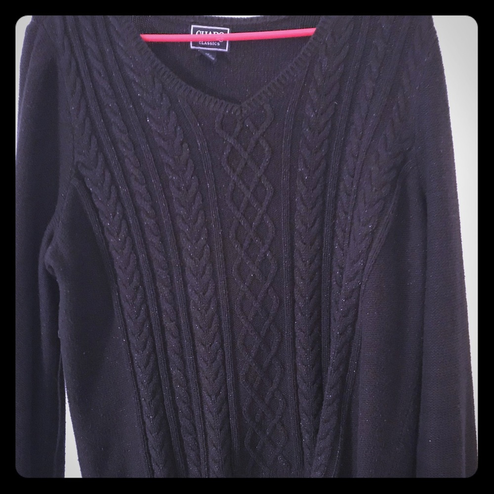 Sparkly black Chaps sweater 1x